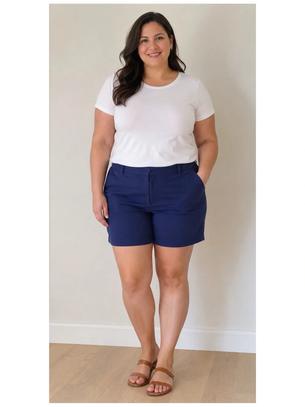 LAND’S END Women’s Size 24W Midnight Indigo Mid Rise Chino‎ Shorts 10”